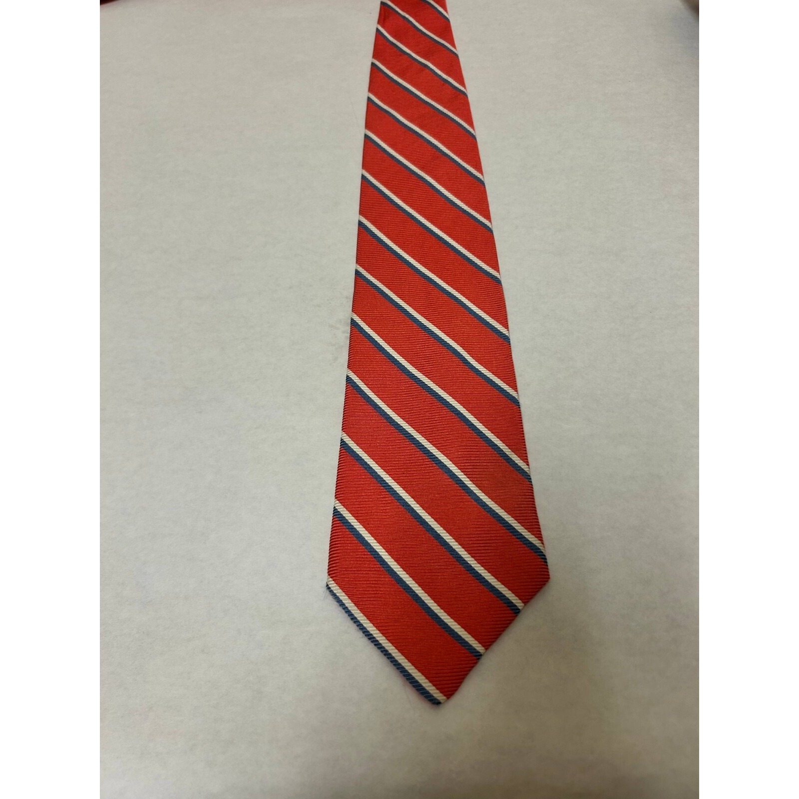 Brooks Brothers Necktie Mens One Size Orange Striped Silk Repp Classic Logo